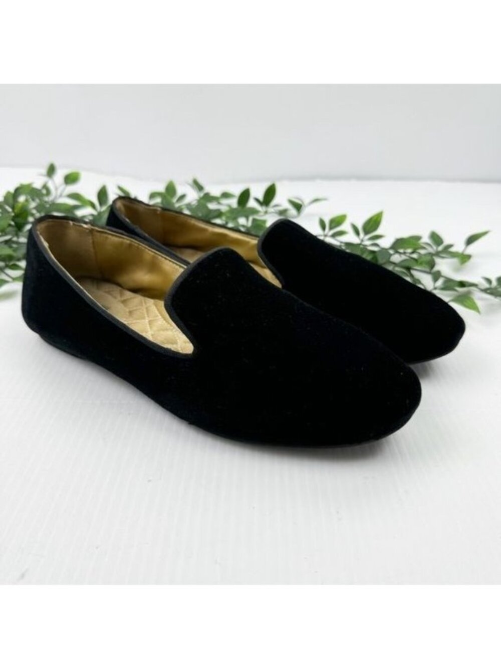 Birdies The Starling Black Velvet Suede Loafers, Memory Foam Sole Loafers 8.5